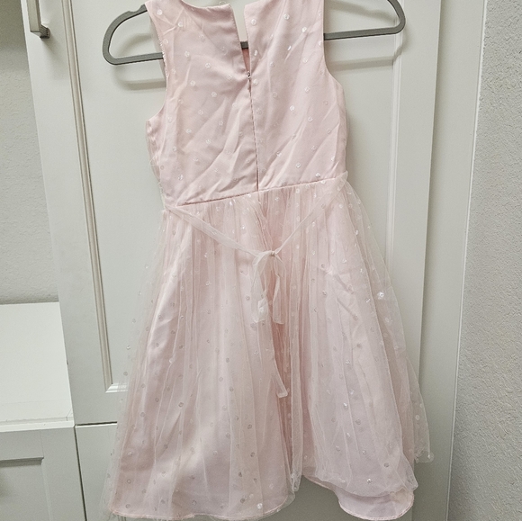 Girls Light pink polkadot sequin dress size 7 - Picture 2 of 4